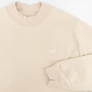 Kith Mens XL Crystal Wash Interlock Vintage Crewneck Ivory Script Logo Chest